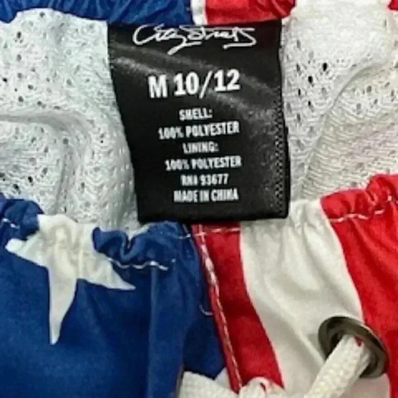 Patriotic Stars & Stripes boys med 10/12‎ lined Swim trunks board shorts red EUC - Picture 5 of 7